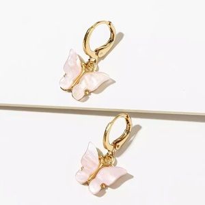 ✨ Butterfly Goddess Pink Stud Drop Earrings